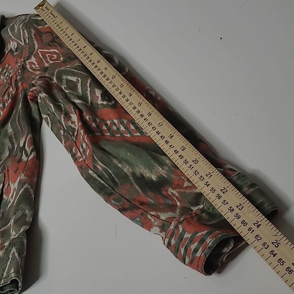 SOUTHWESTERN TWILL GREEN CORAL BUTTON FRONT JACKET JONES NEW YORK  M MEDIUM - Picture 3 of 15